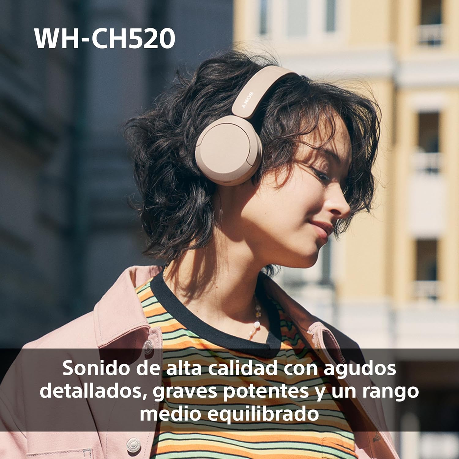Detalle de SONY WH-CH520 Auriculares inalámbricos Bluetooth, Rosa