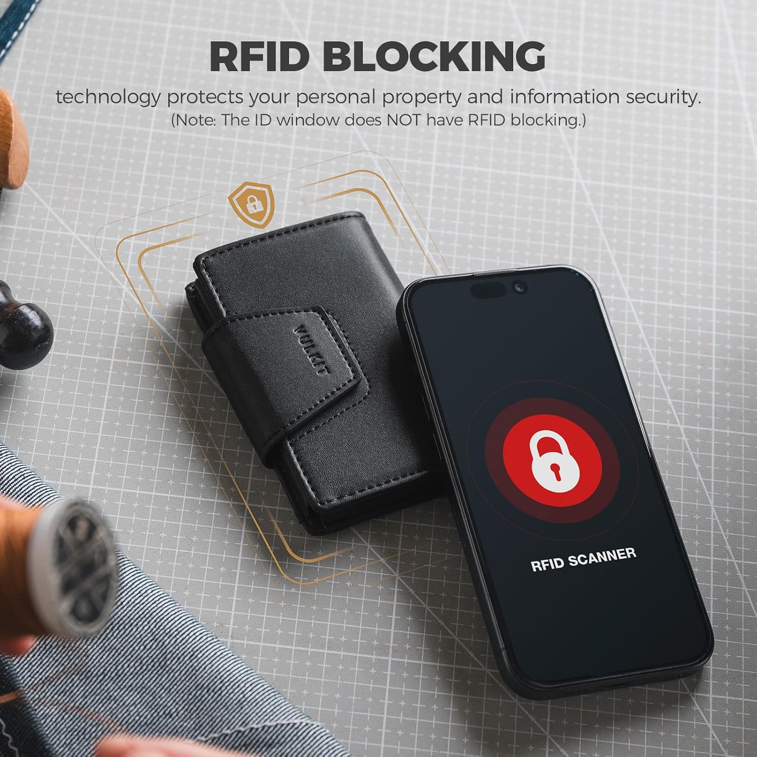 Thumbnail 3 de VULKIT RFID Blocking Leather Card Holder — Minimalist Magnetic Wallet