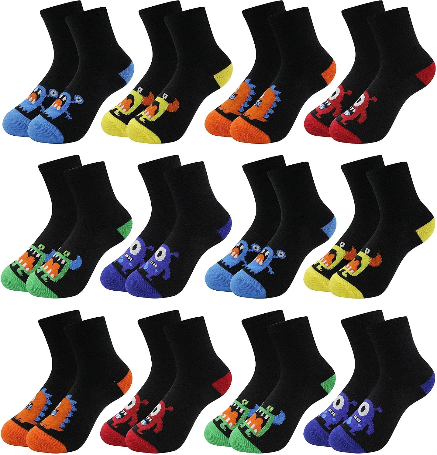 Detalle de Uizuooy Kinder Sportsocken (31–34) aus Baumwolle, atmungsaktiv & unisex – 12 Paar
