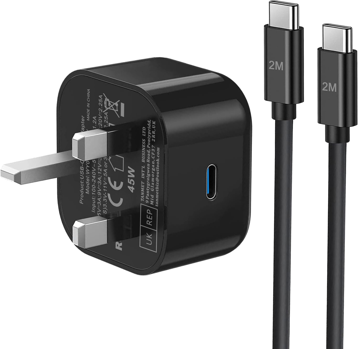 Samsung 45W Fast Charger Plug with 2m USB‑C Cable – UK Plug
