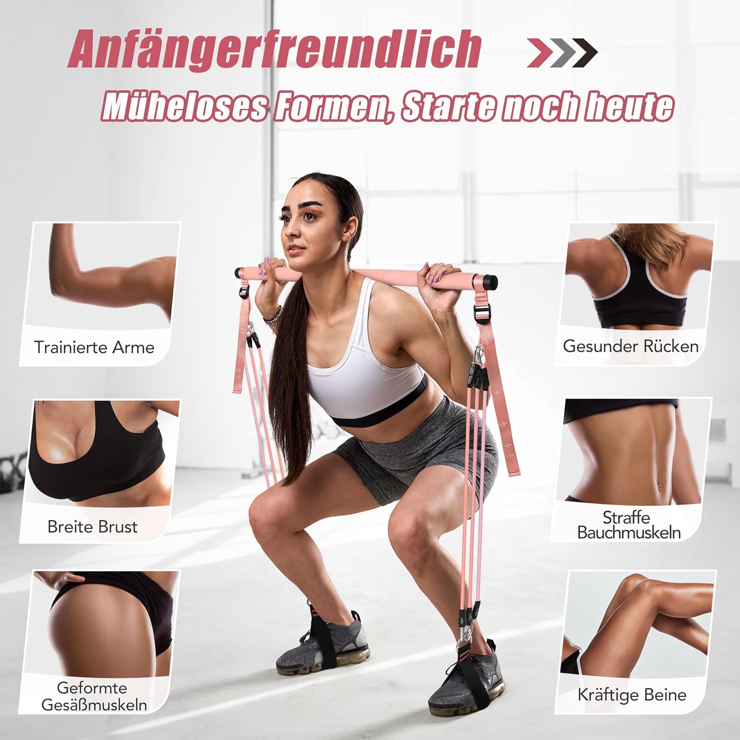 Thumbnail 3 de ALongSong Pilates Bar Set mit Widerstandsbändern – Komplettes Home-Fitness-System für Ganzkörper-Training