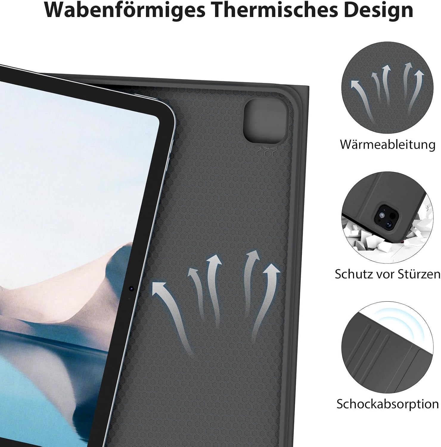 Detalle 2 de CC Store Hülle mit Tastatur für iPad Air 11 Zoll (M3/M2, Air 4/5) und iPad Pro 11 – magnetische Bluetooth-Tastatur, QWERTZ, schwarz