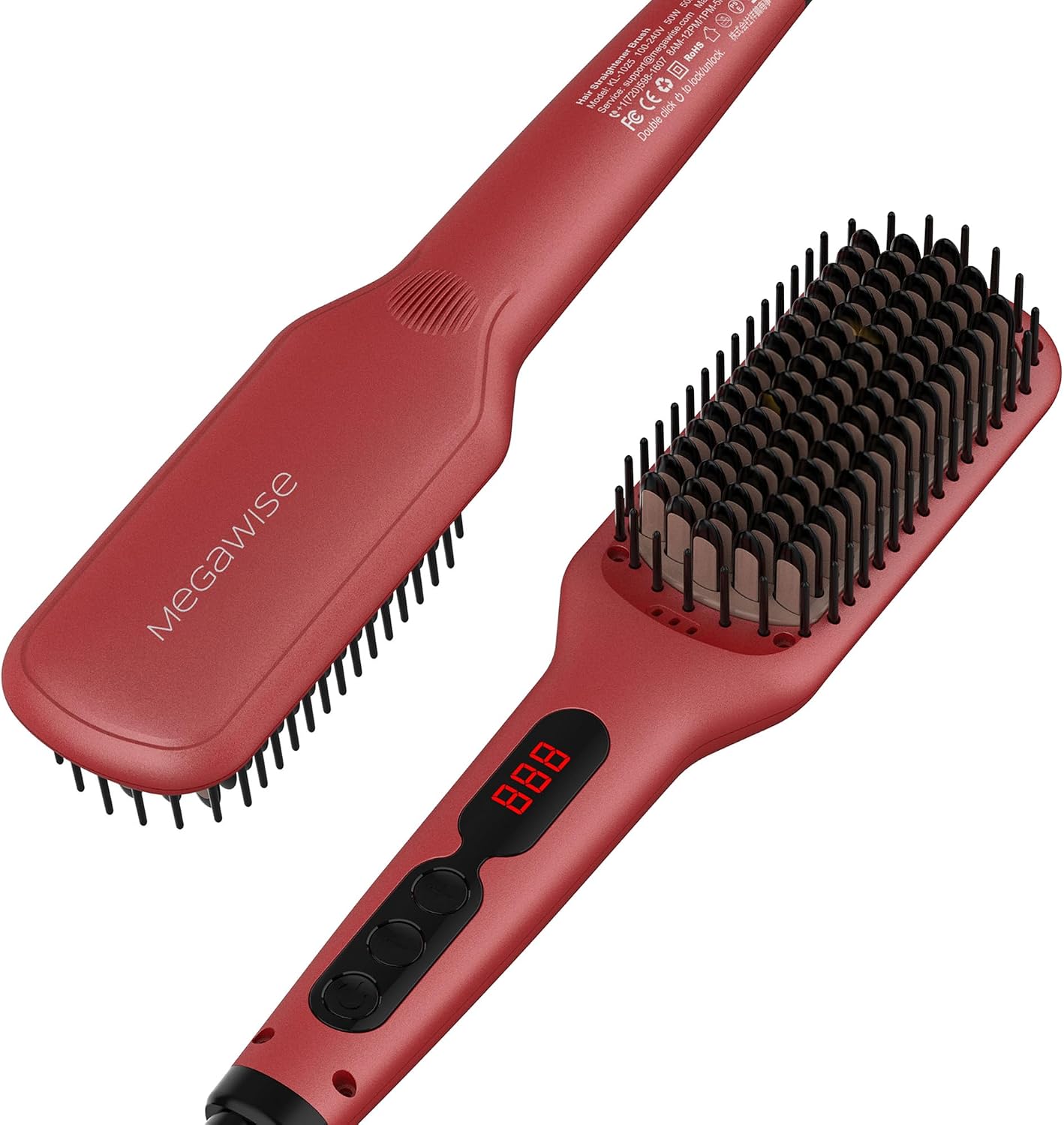 Detalle de MEGAWISE KL-1025 Hair Straightening Brush, Ionic Ceramic, Dual Voltage