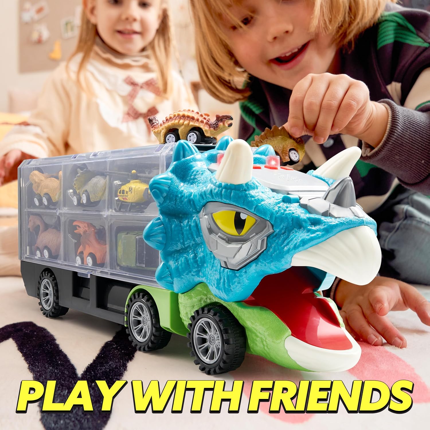 Thumbnail 5 de JOYIN 13 Piezas Camión transportador de dinosaurios