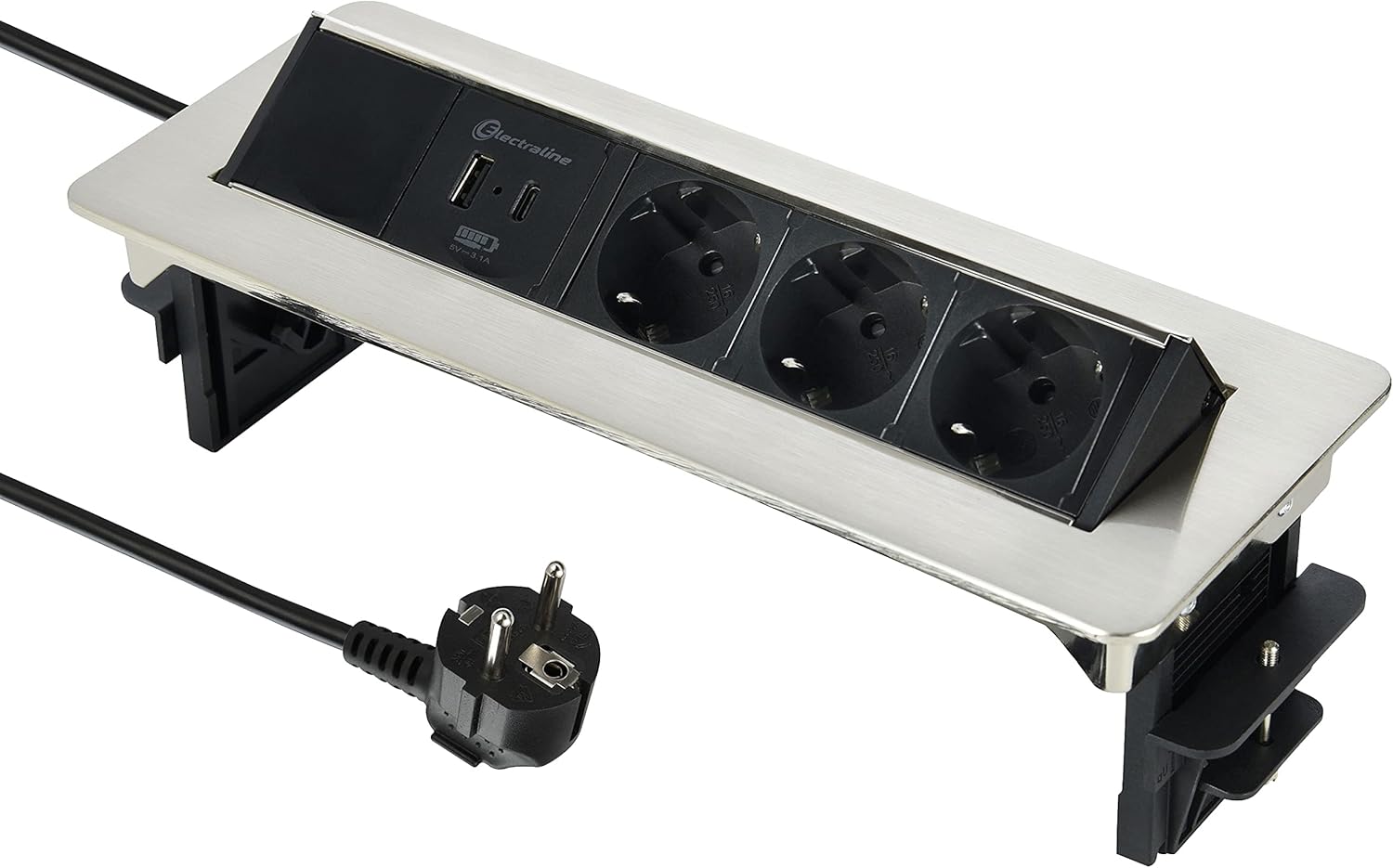 Thumbnail 5 de Electraline 62586 Multipresa Pop-up a Scomparsa per Scrivania/Cuina – 2 Prese Schuko, Ø60 mm, cavo 2 m