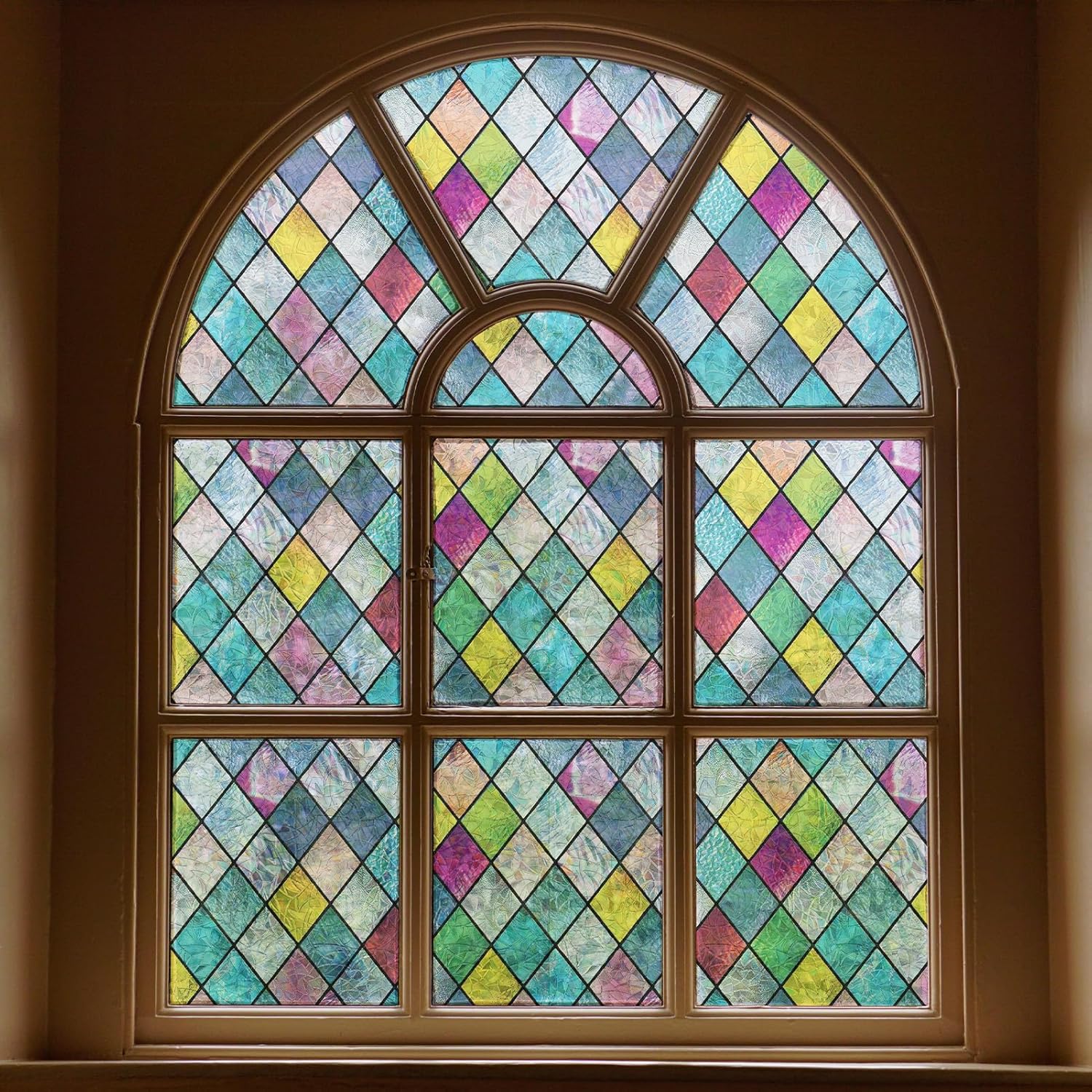 Detalle de FEOMOS Stained Glass Window Film: Rainbow Privacy Window Tint 44cm x 200cm