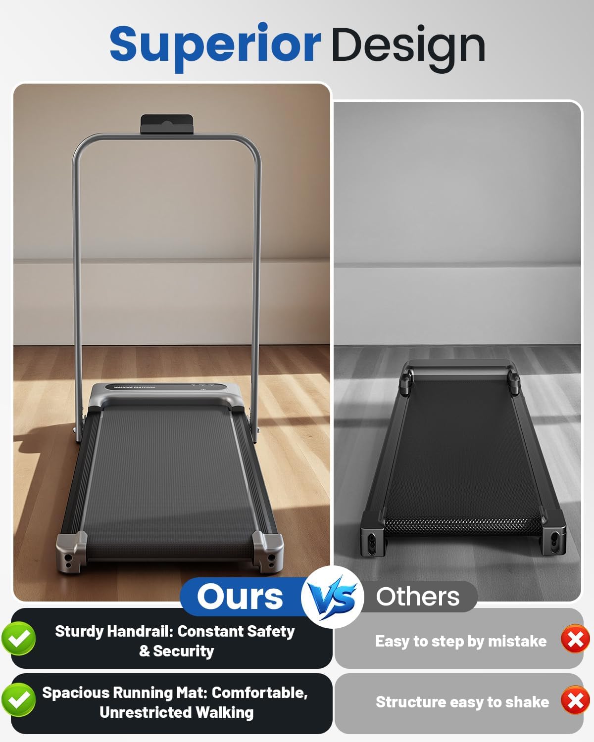 Thumbnail 4 de Viamotion Walking Pad Treadmill for Home with Incline and Handle Bar