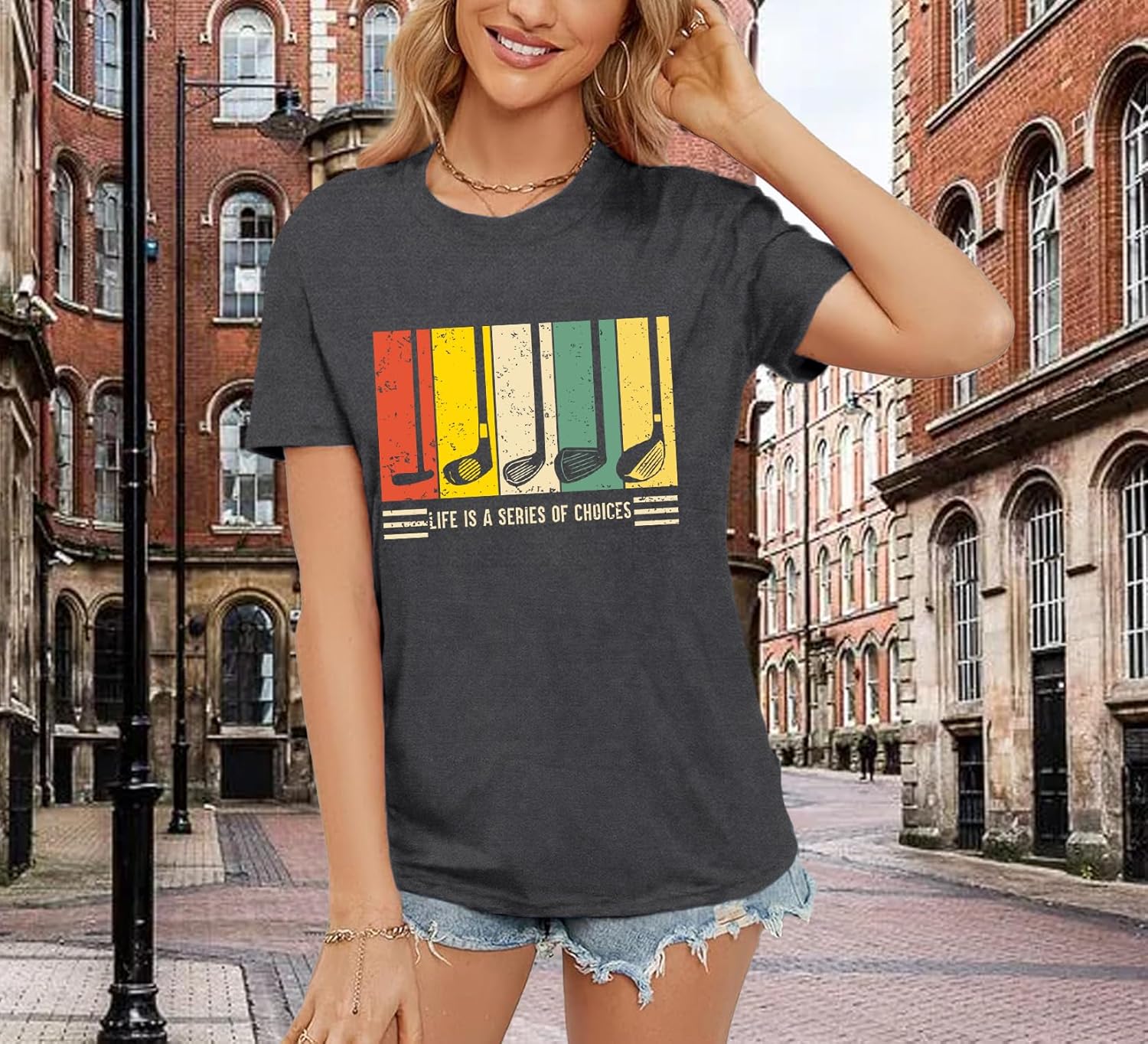 Thumbnail 2 de Qskall women’s golf T-shirt – “Life is a series of choices” slogan tee top