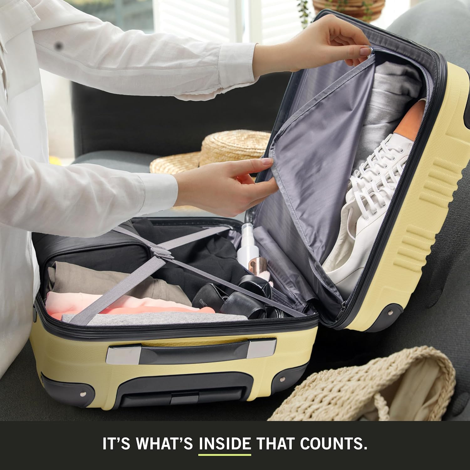 Thumbnail 2 de Kenneth Cole REACTION Out of Bounds Lightweight 4-Wheel Spinner Carry-On (20-Inch) in Pale Banana