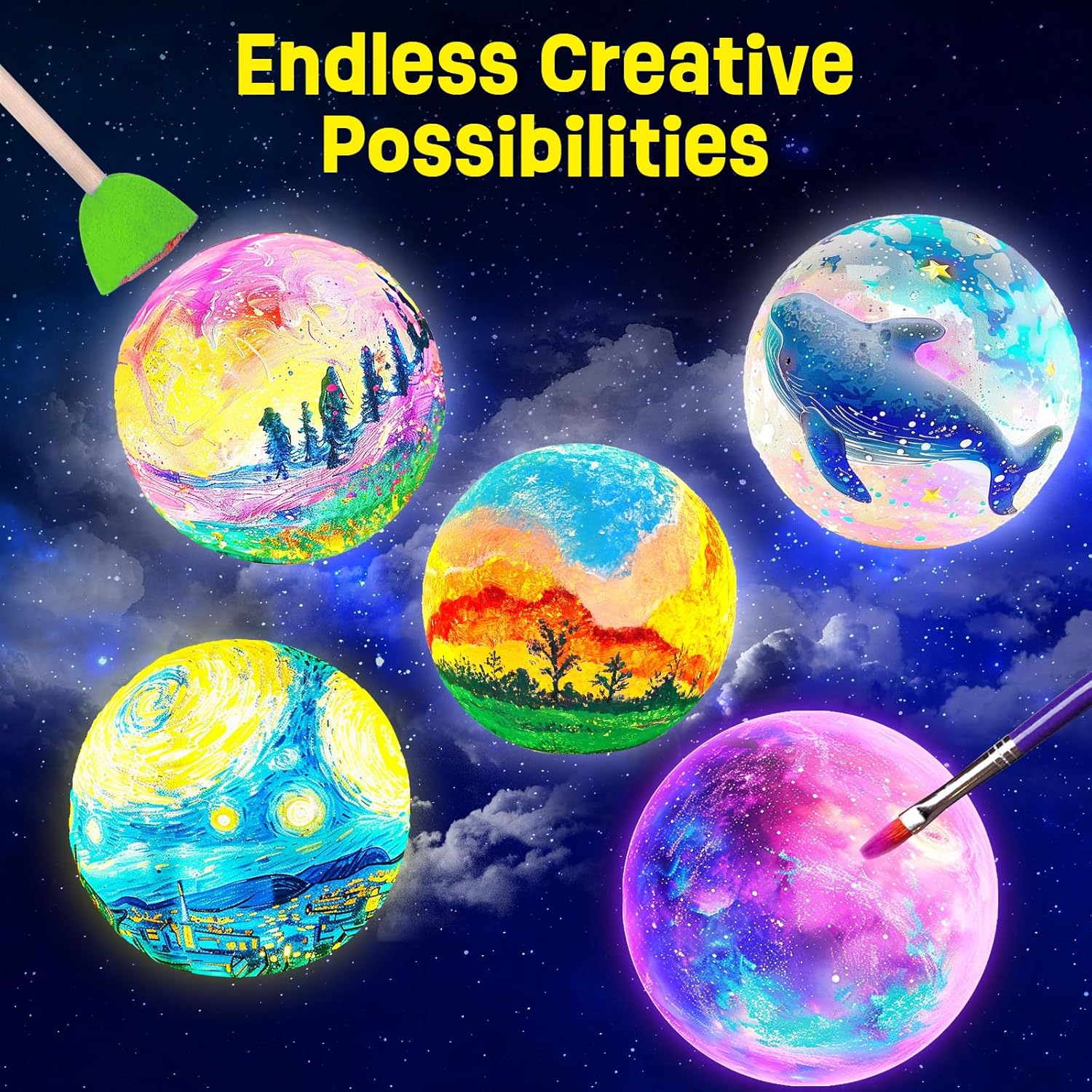 Thumbnail 4 de LAOESE Paint Your Own Moon Lamp Kit: DIY 3D Moon Night Light for Kids 8-12
