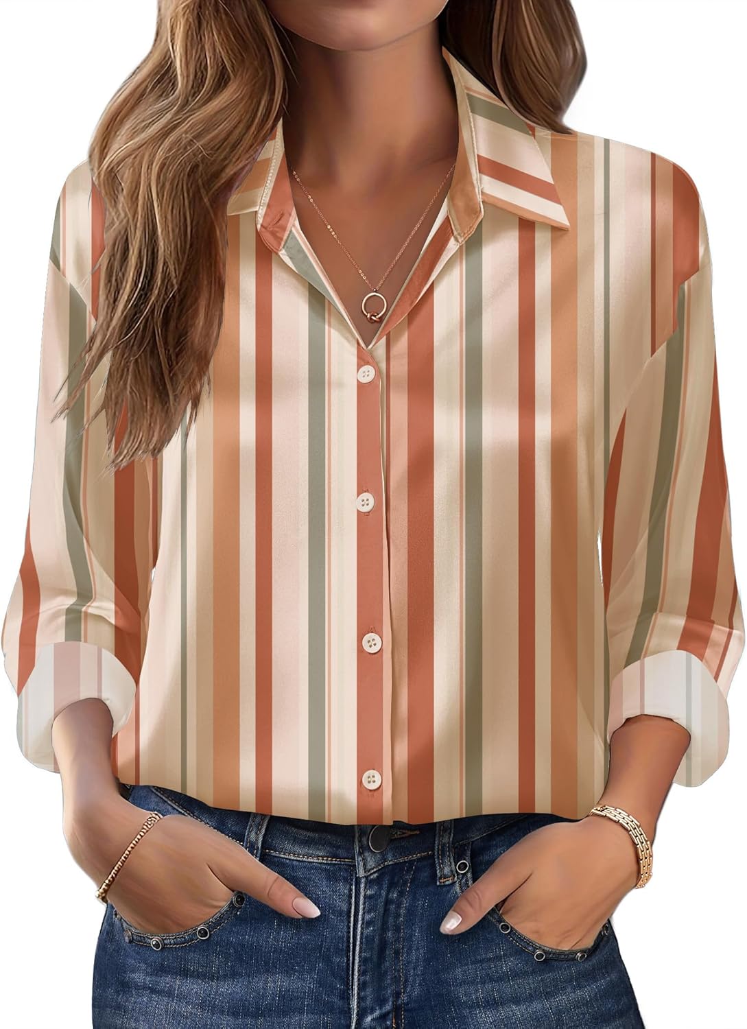 Thumbnail 6 de Zeagoo Satin Button Down Blouse 1pc