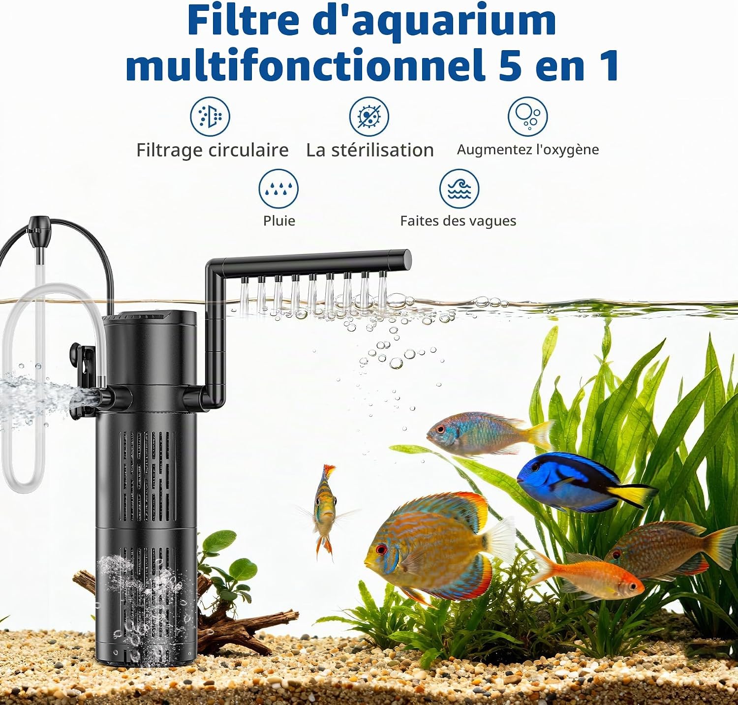 Detalle 2 de everfarel 5-in-1 aquariumfilter met 6 W UVC-zuiveraar, timer en 500 l/u