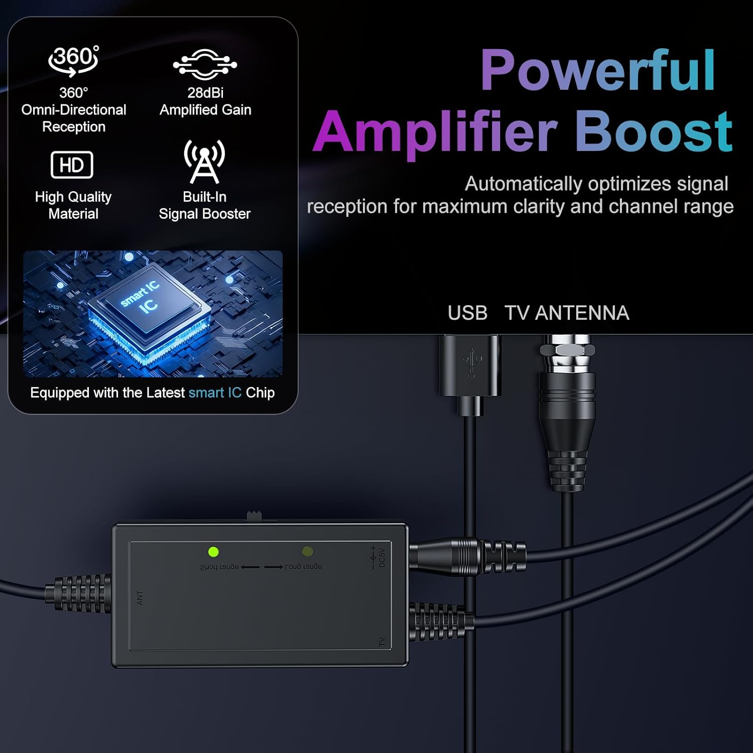 Thumbnail 4 de TV Antenna Indoor Long Range 9.84FT Cable