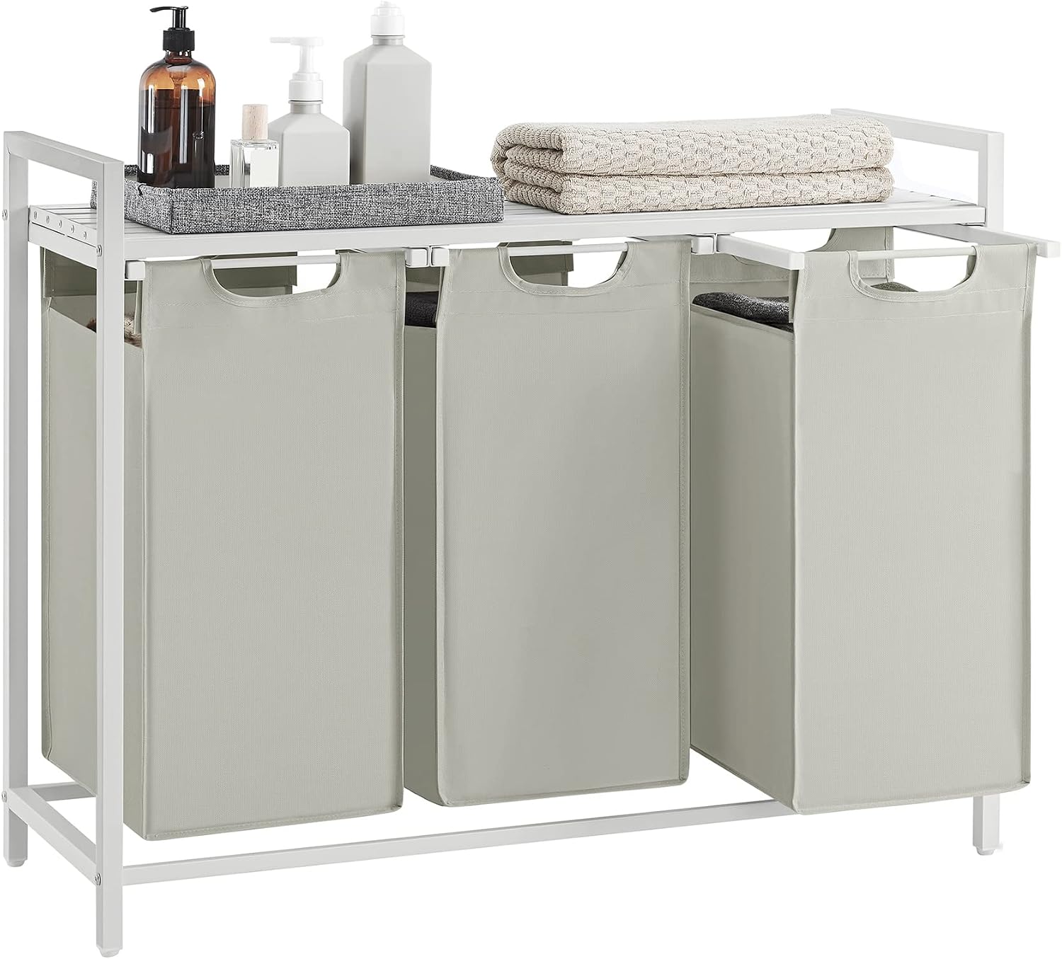 Detalle de VASAGLE Brenta BLH301W01 Laundry Sorter 55AA4374, 120 L, 3 Sections