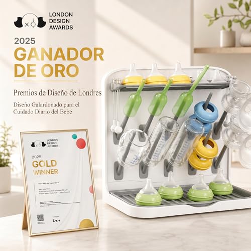 Detalle de Lifewit Escurridor Grande para Biberones: secado vertical con 15 soportes y caja extraíble para tetinas y accesorios