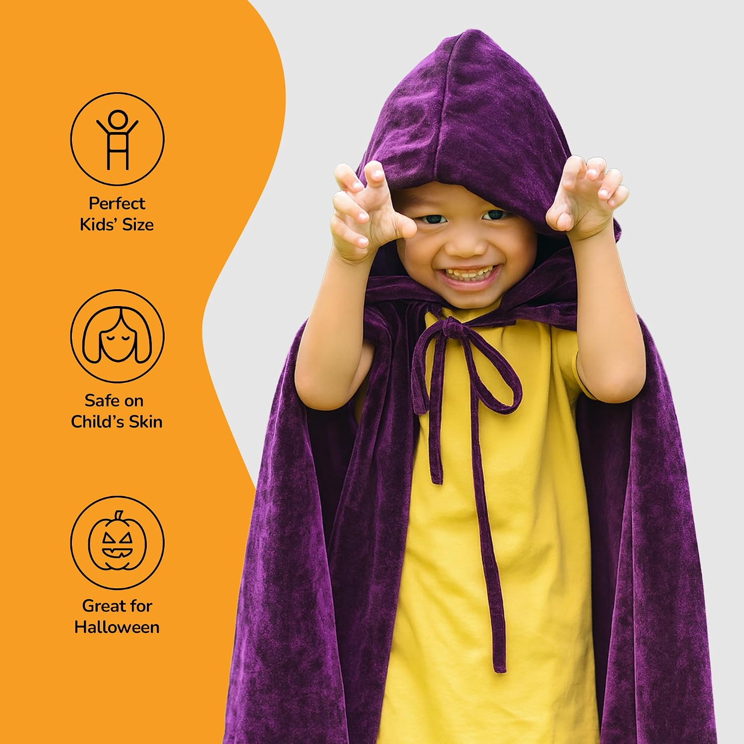 Detalle de ArtCreativity Kids’ Velvet Hooded Cloak with String Closure, Medieval Costume Accessory