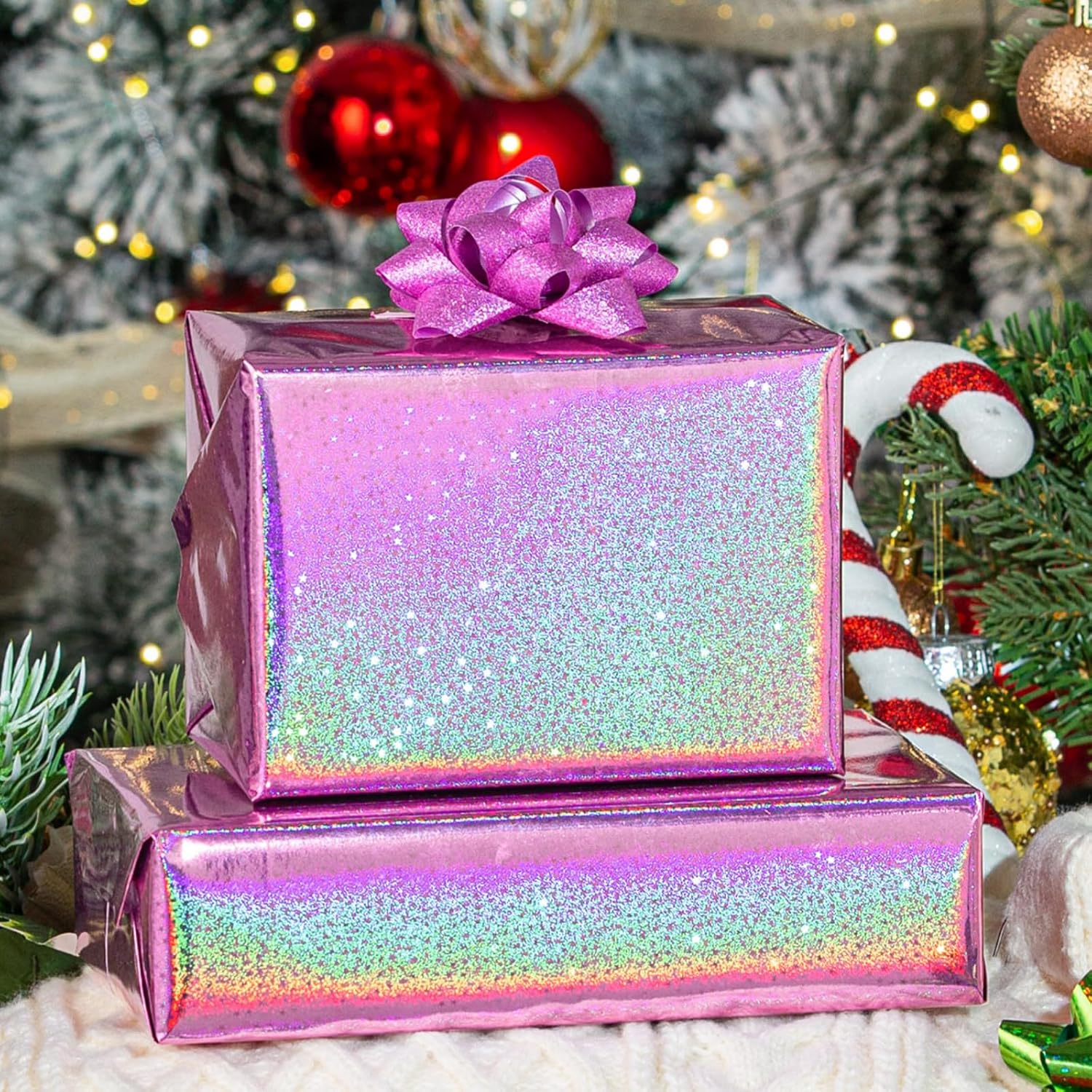 Detalle 2 de Burymento Holographic Gift Wrap, 17 in x 32.8 ft