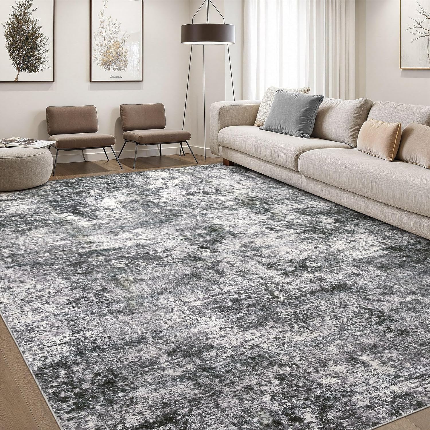 Detalle de DMOYEST 9x12 Area Rug – Soft Low Pile Grey