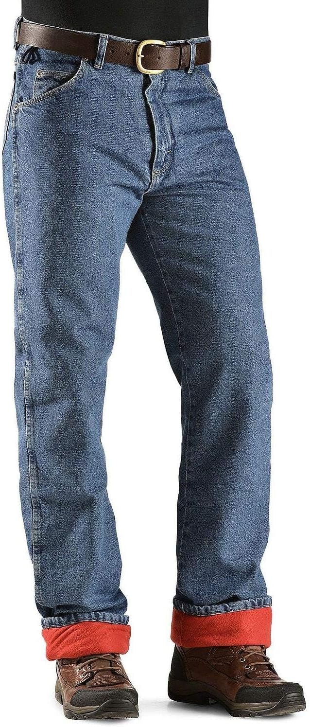 Detalle de Wrangler Big & Tall Rugged Wear Woodland Thermal – męskie dżinsy Night Brown/Black