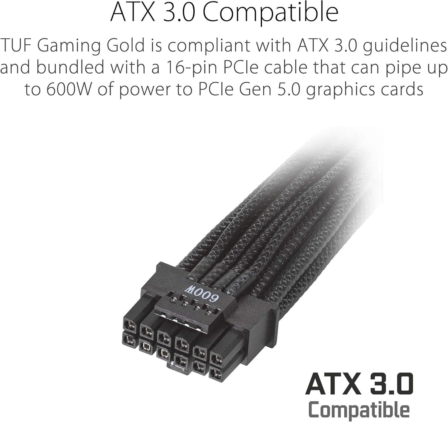 Detalle de ASUS TUF Gaming 1000W Gold Power Supply (ATX 3.0, Fully Modular, 80+ Gold, 10-Year Warranty)