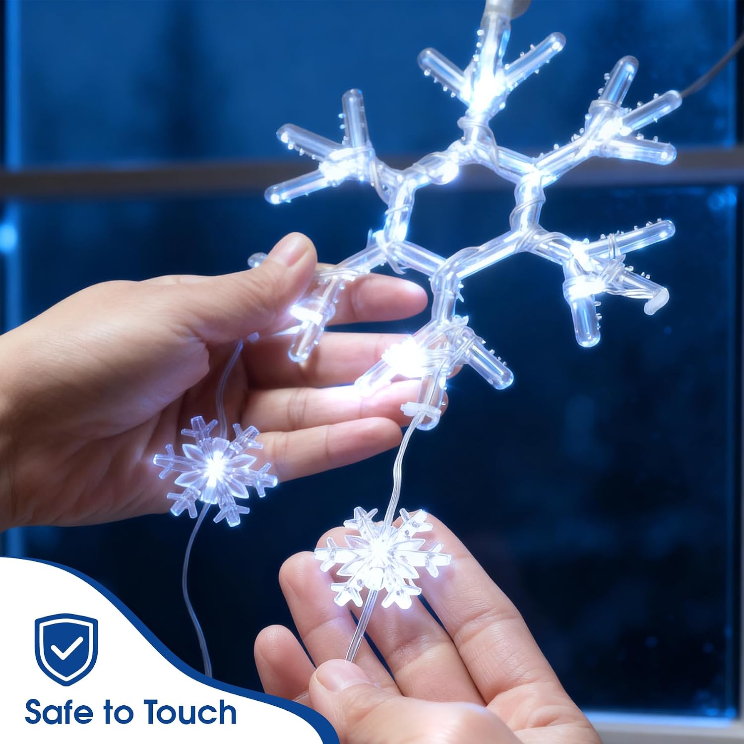 Detalle 2 de BANBANJO Snowflake Christmas Window Lights, 24 Cool White LEDs, 8 Modes