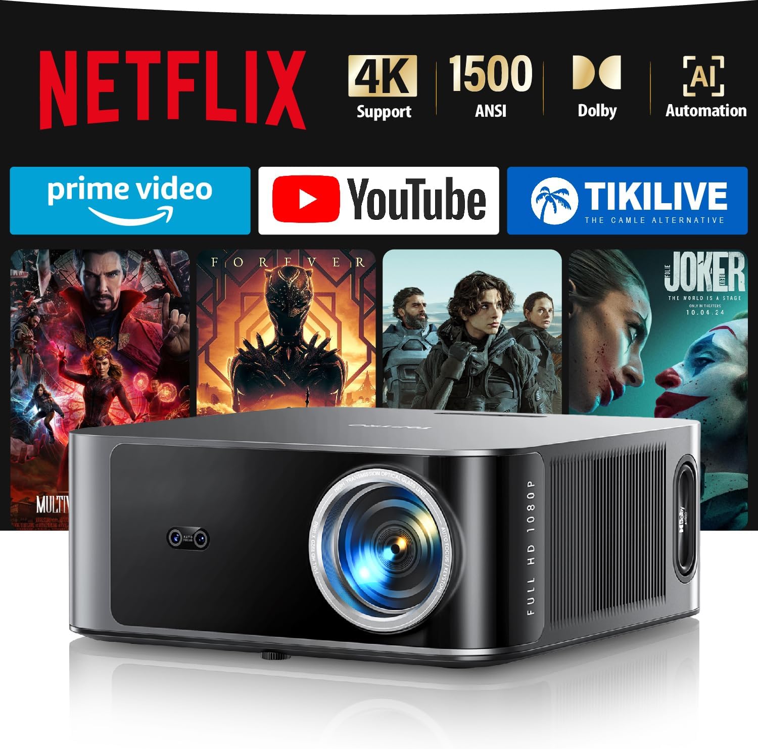 Detalle de Proiettore 4K TOPTRO X9 con WiFi 6, Bluetooth bidirezionale e autofocus AI