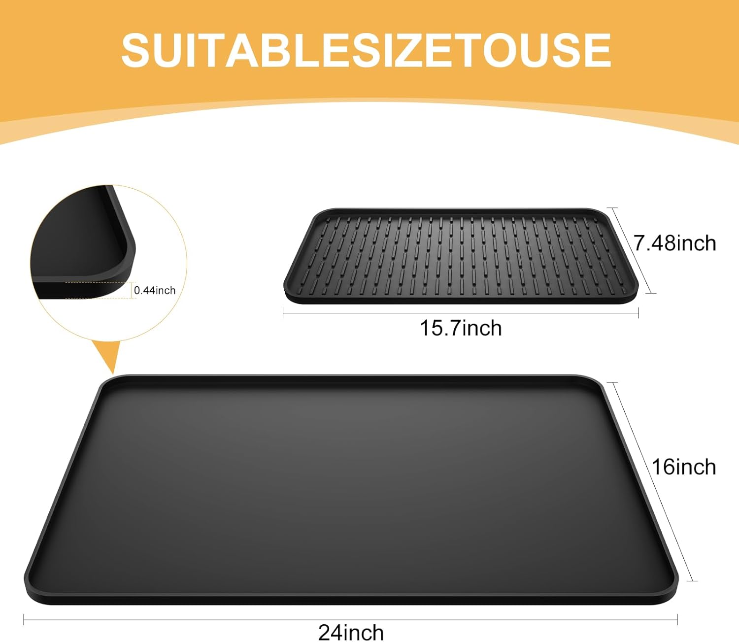Detalle de Silicone Coffee Mat (24''x16'') with Detachable Dish Drying Mat