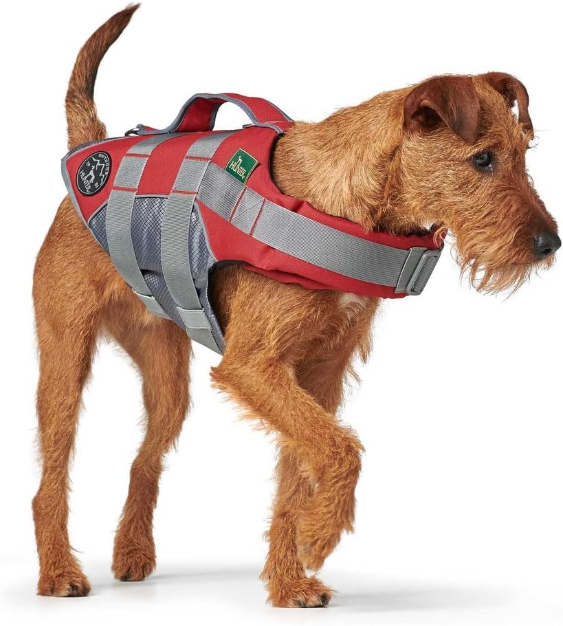 Detalle 2 de HUNTER Hunde-Schwimmweste MOSS – Rot, Größe M, mit starkem Auftrieb und reflektierenden Details