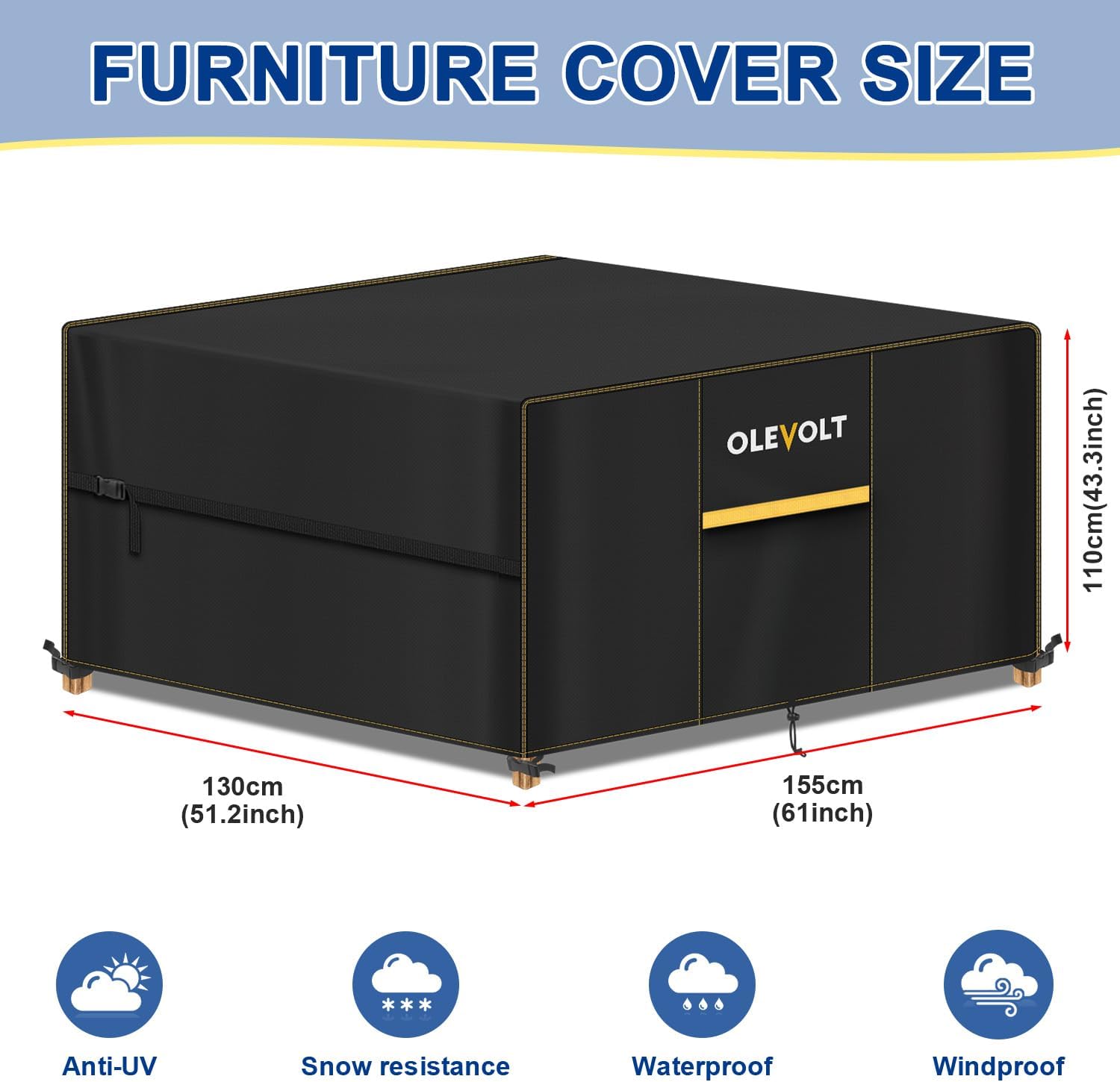 Detalle 2 de OLEVOLT OLE043EU beschermhoes voor tuintafel, 420D Oxford, uv-bestendig