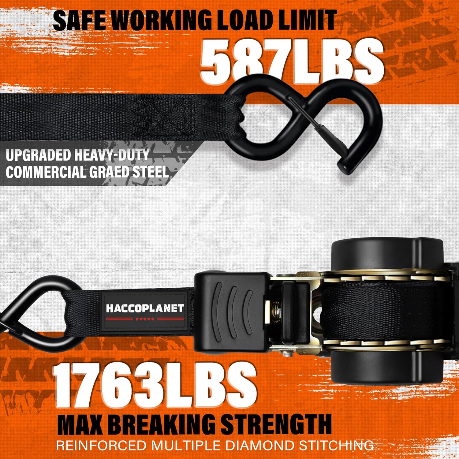 Detalle 2 de Haccoplanet Retractable Ratchet Straps 10 ft, 1763 lb