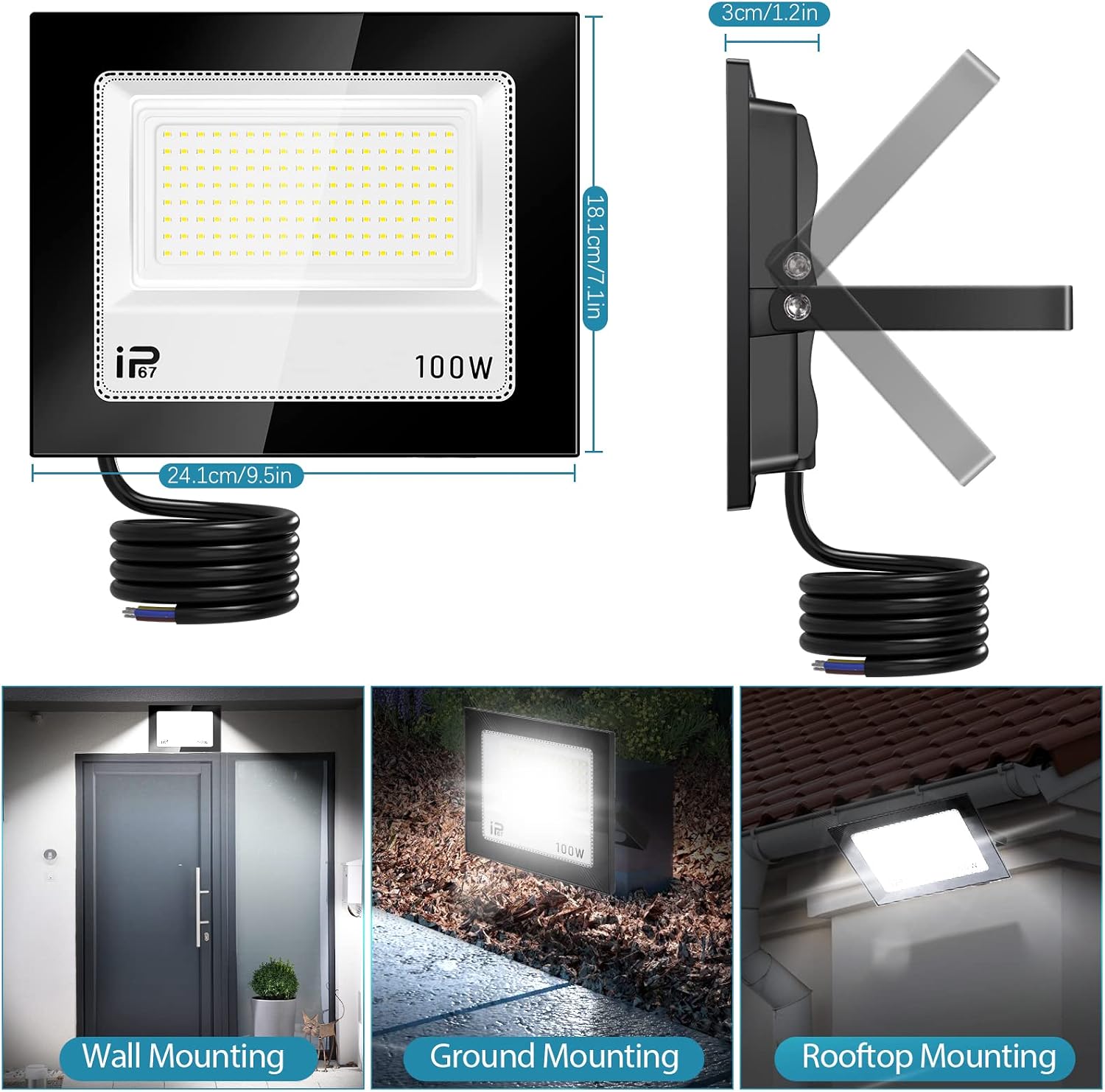 Thumbnail 2 de VRFMALIY Projecteur LED Extérieur 100W