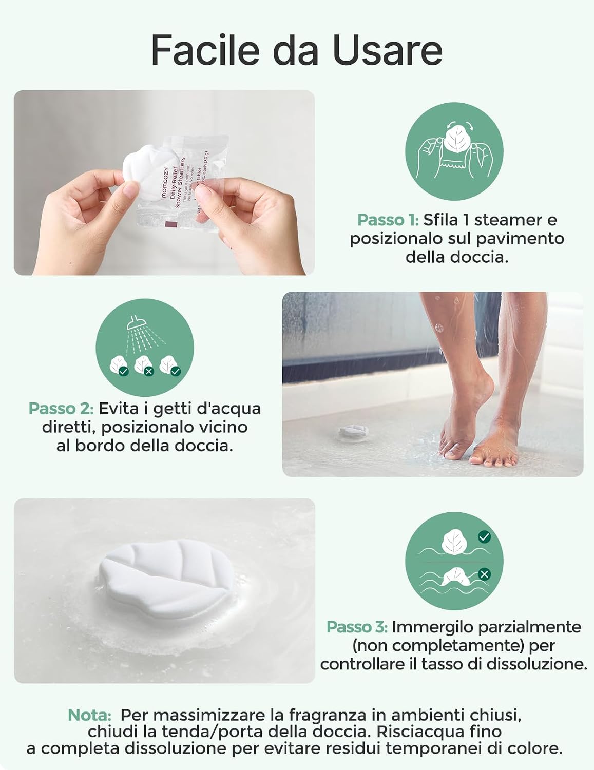 Detalle de Momcozy set di bombe da doccia 14 pezzi a forma di foglia di eucalipto con menta e oli essenziali naturali