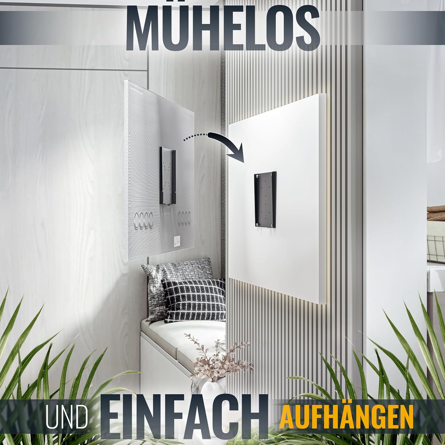 Detalle de RICOO TV Wandhalterung F0522 – Ultra-schlanke Wandhalterung für 32–55 Zoll, VESA 200x200, max. 30 kg