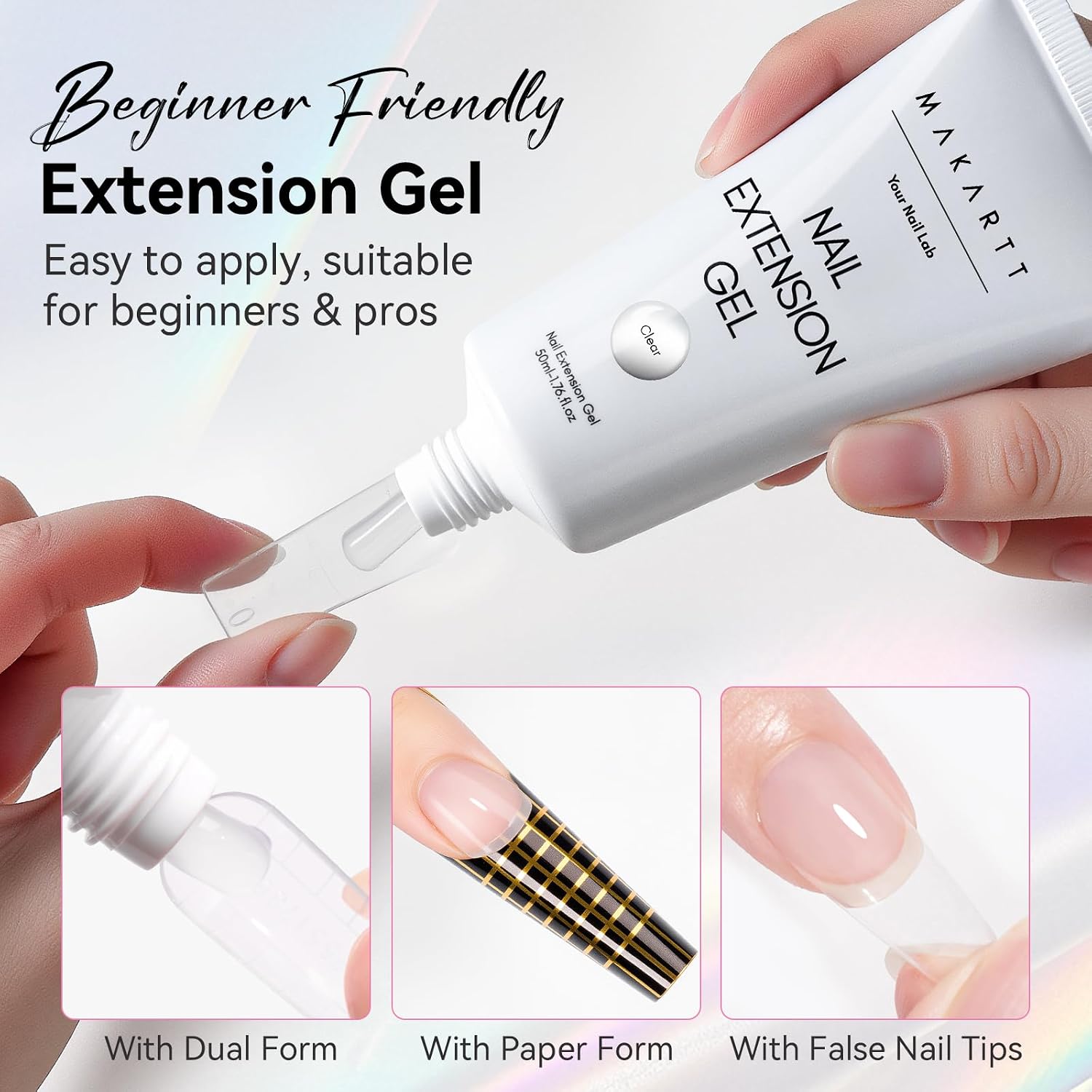 Thumbnail 4 de Makartt Hema-Free Poly Nail Gel Clear (50ML) — poly gel builder for natural-looking strength and 3D nail art