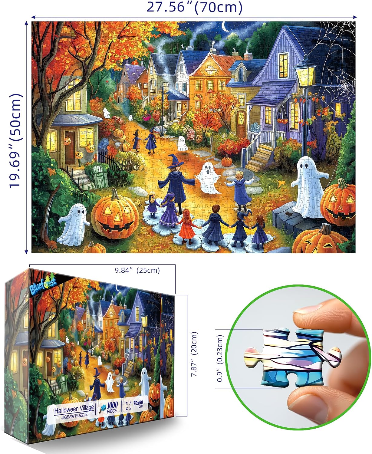 Detalle 2 de Blueforest BFJIUJIU-00177 Halloween 1,000-Piece Jigsaw Puzzle, 27" x 20