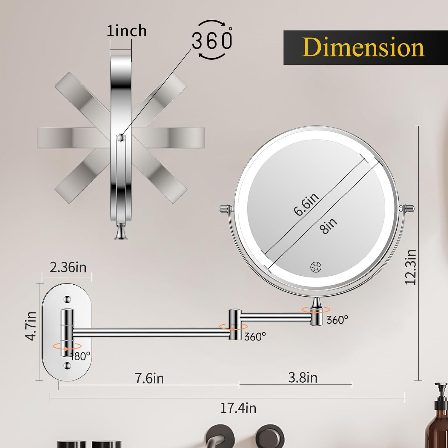 Thumbnail 6 de FUNTOUCH Kosmetikspiegel Beleuchtet 3x/30x