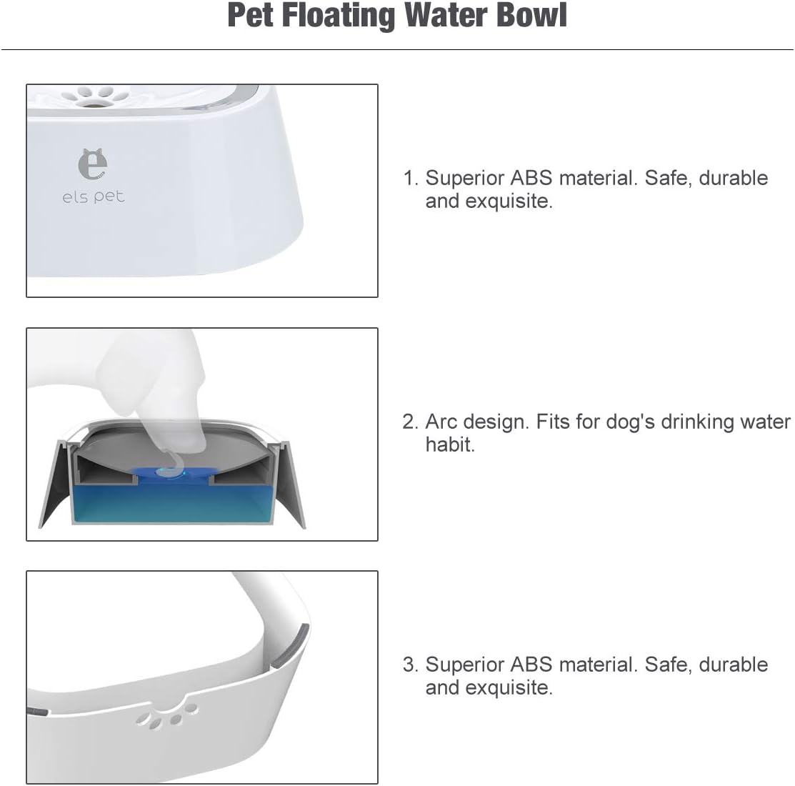 Thumbnail 3 de Dog Water Bowl Splash-Free 1.5L White