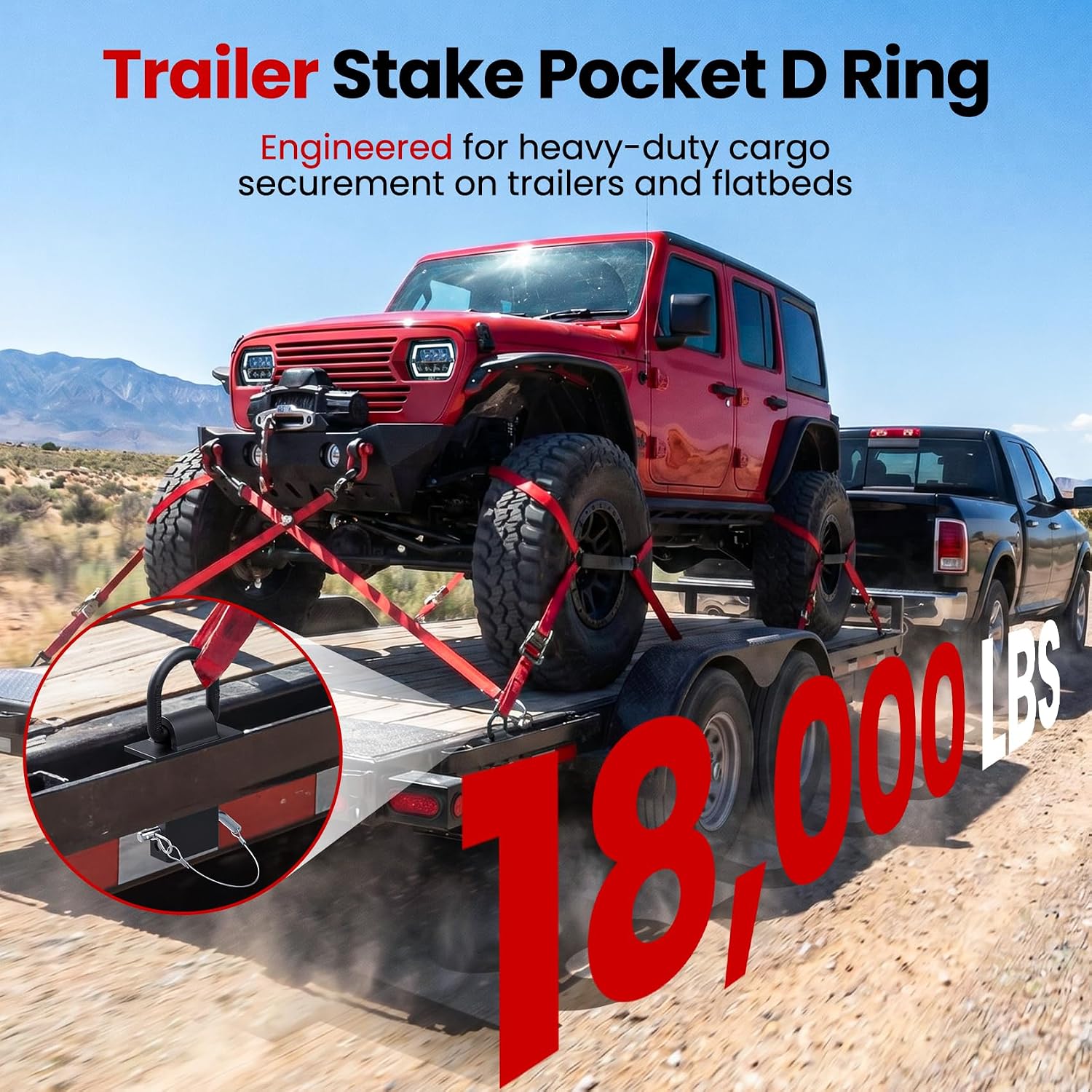 Detalle 2 de Stake Pocket D Ring 18000lbs | Heavy Duty Stake Pocket Tie Down for Trailers & Flatbeds (4 Pack)