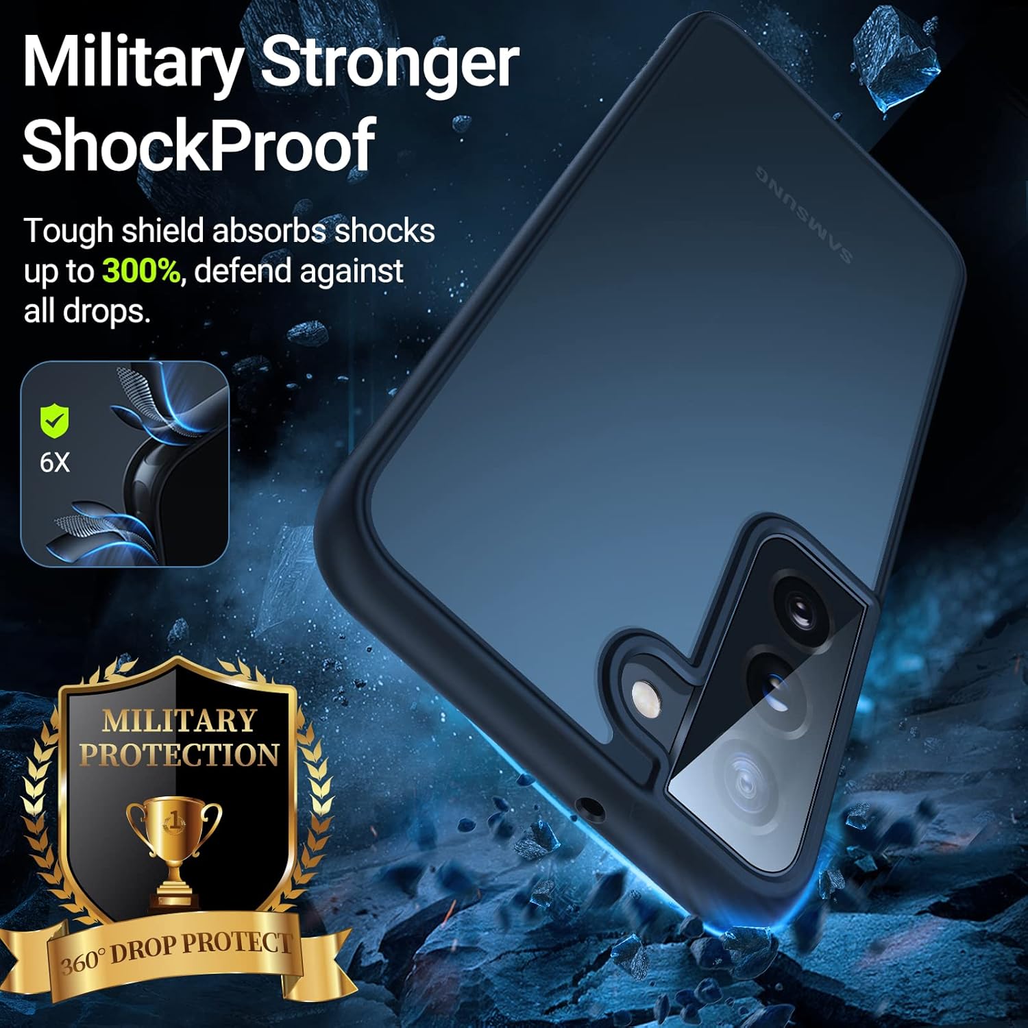 Detalle de TORRAS Militärschutz Hülle für Samsung Galaxy S22 – echtes Militär-Drop-Zertifikat, stoßfest & stilvoll