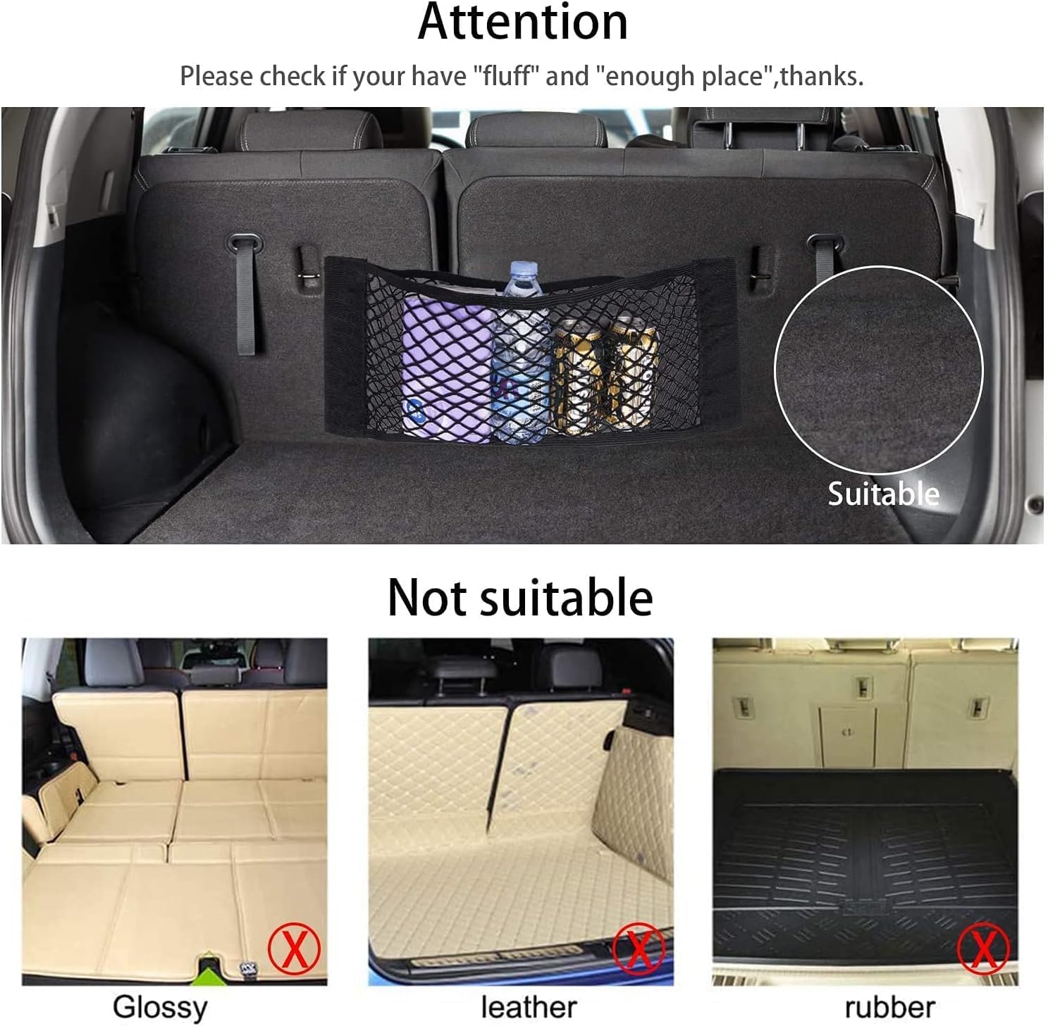 Detalle 2 de EINESIN Elastic Car Boot Net: Universal Stretchable Boot Tidy for Camping, Travel and More