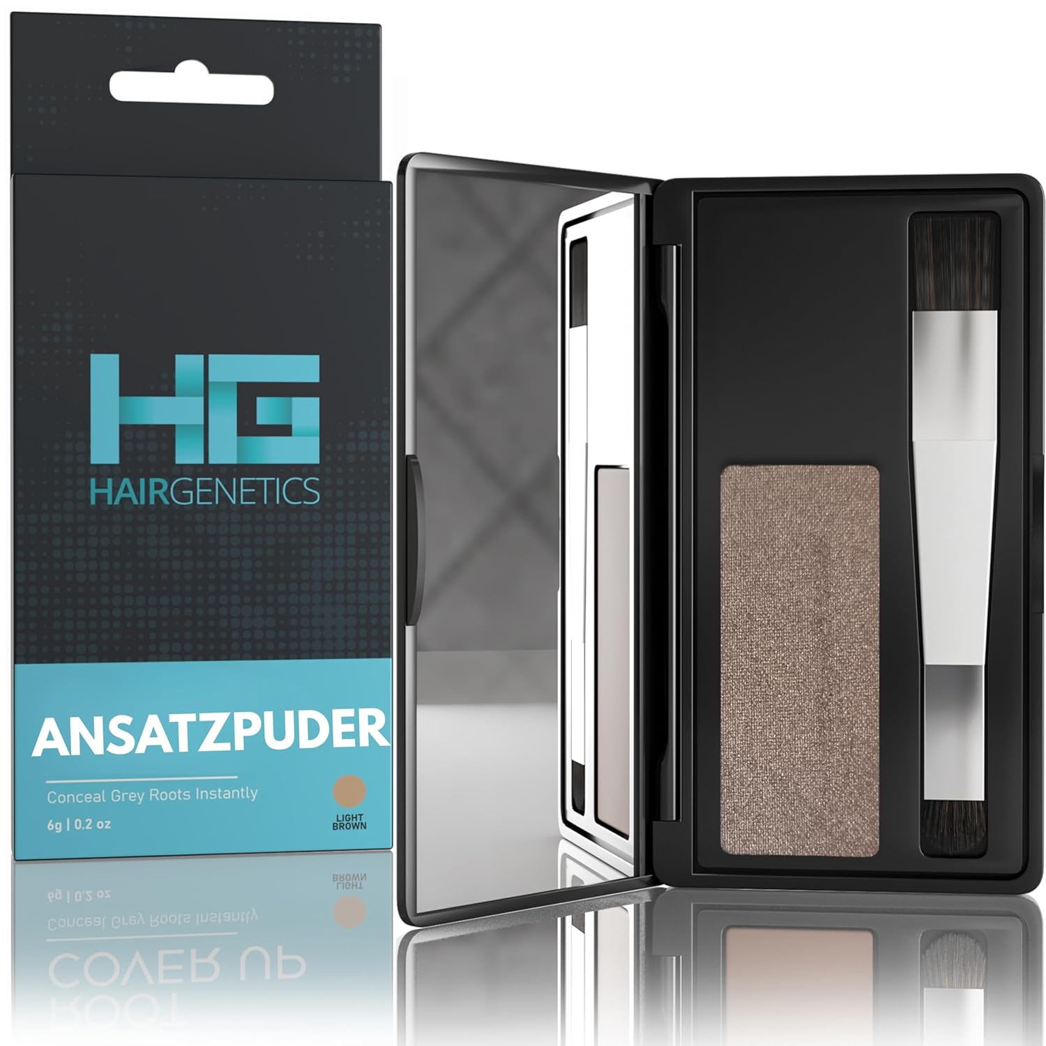 Thumbnail 6 de Hair Genetics Ansatzpuder – Graue Haare Abdecken, Dunkelbraun/Schwarz, inkl. Spiegel