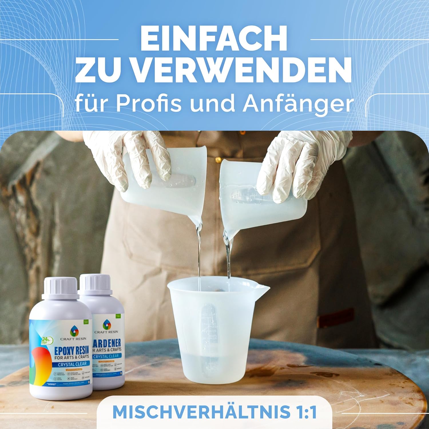 Thumbnail 5 de Craft Resin 8L Epoxidharz-Set (transparent) – Gießharz mit Härter im 1:1-Verhältnis für DIY, Untersetzer & Formen