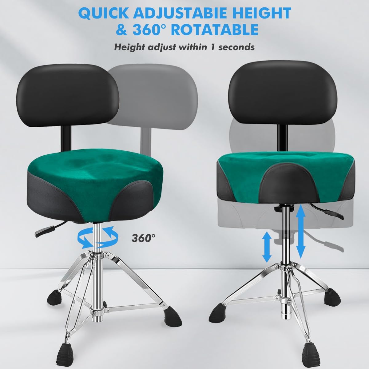 Detalle 2 de UPELLA UP-AG-3 Hydraulic Drum Throne with Backrest, Memory Foam and Velvet Cover
