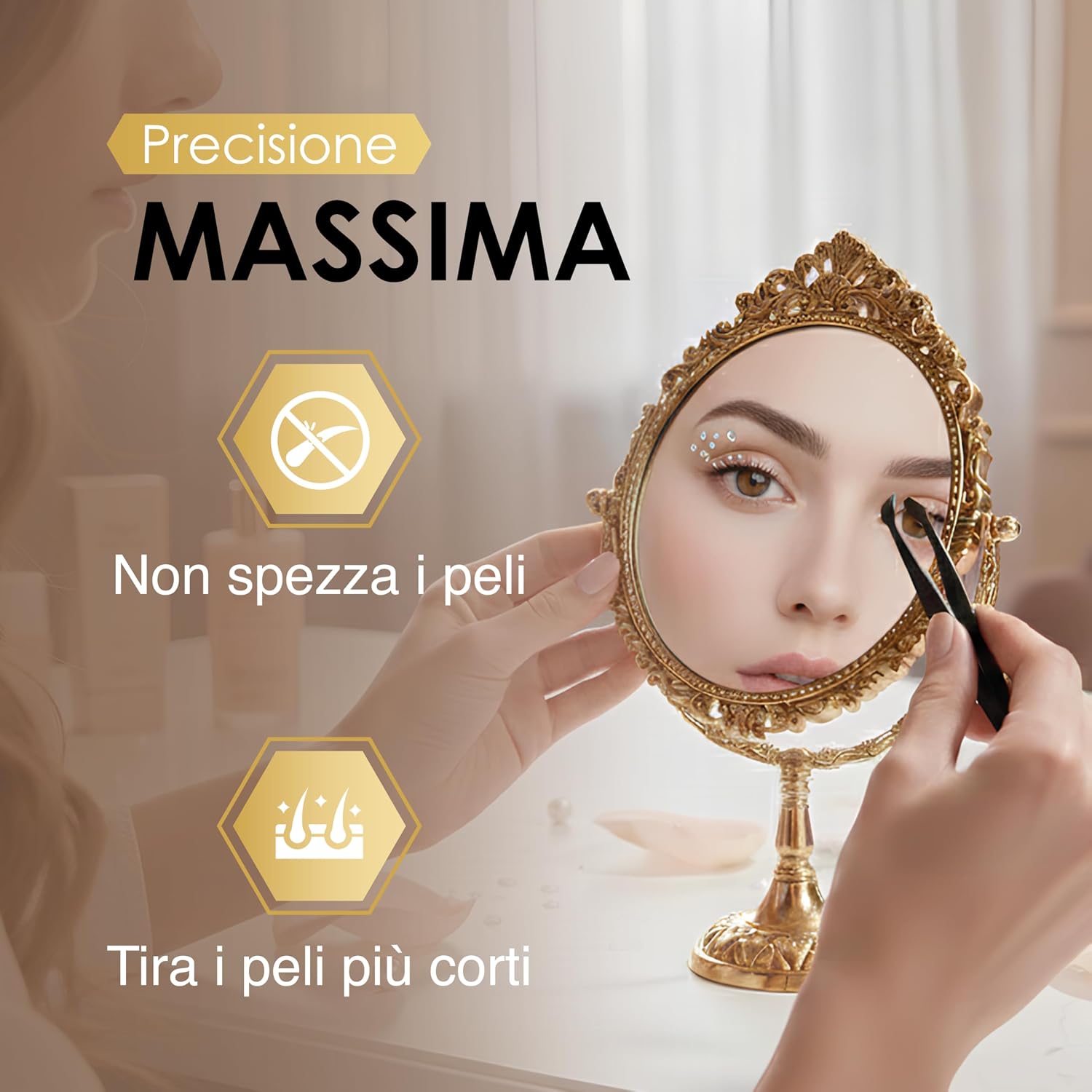 Thumbnail 3 de Pinzetta Sopracciglia Professionale in Acciaio Inox con Punta Obliqua - Precisione e Cura del Viso