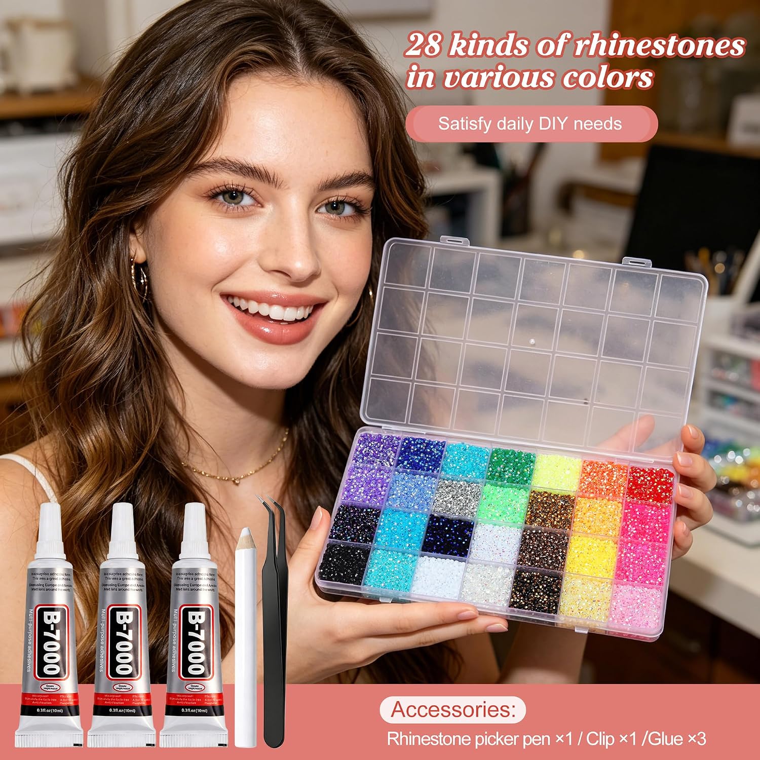 Detalle 2 de Artdone US-RS02 Resin Rhinestones, 3 mm, 28 Jelly AB Colors, 36,000 Pieces