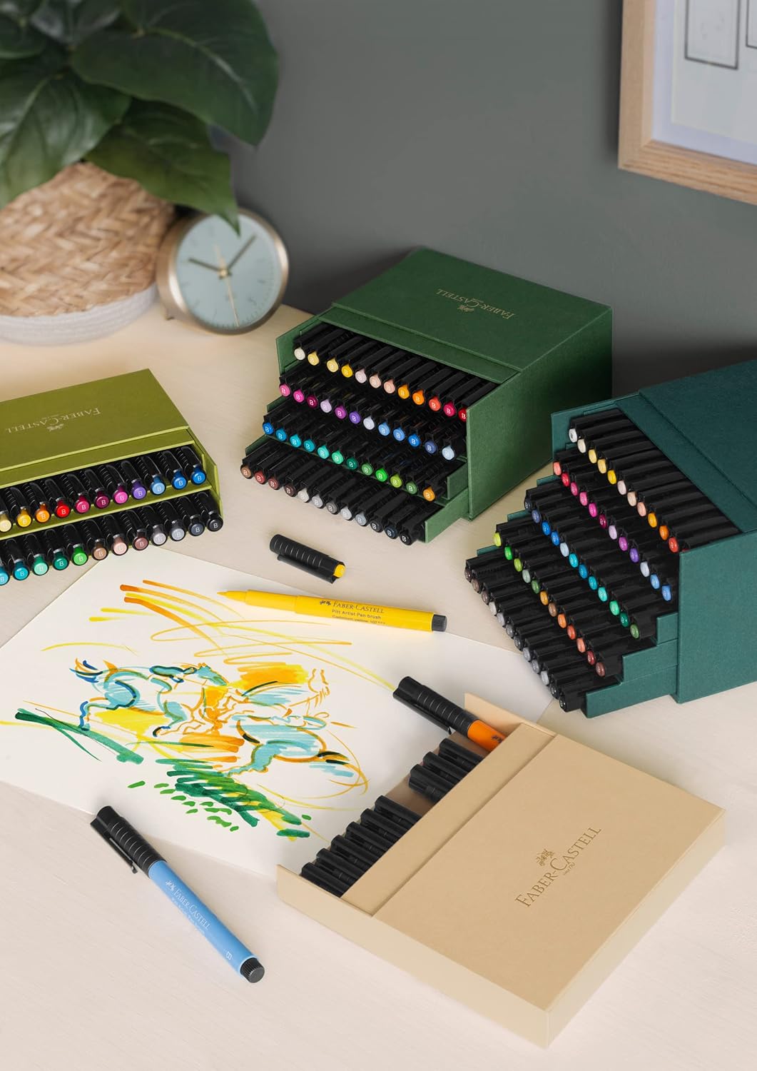 Detalle de Faber-Castell Pitt Artist Pen Brush 60er Atelierbox – Pinselstifte Set