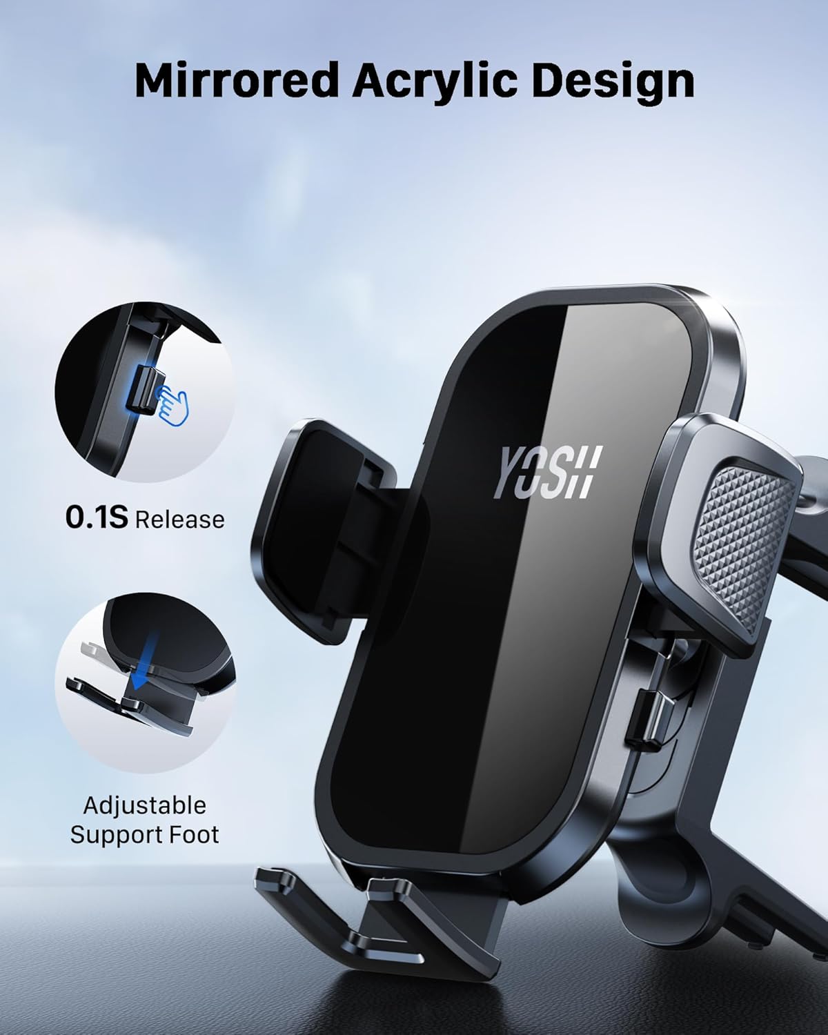 Detalle de YOSH Car Phone Holder for Air Vent with Reinforced Spring Clip – universal dashboard cradle