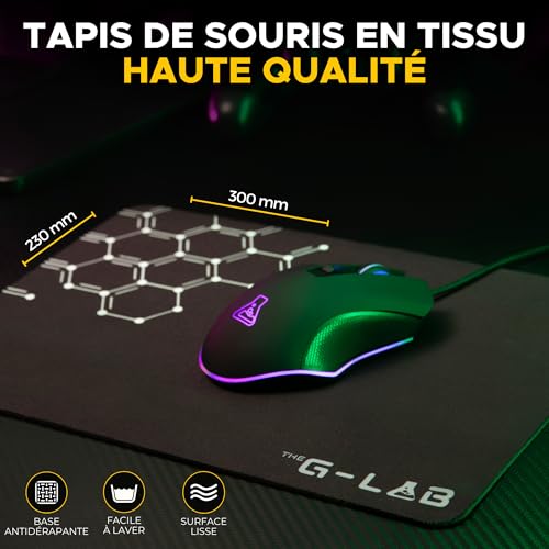 Detalle de The G-Lab Combo Hélium – Clavier + Souris + Tapis 3 en 1 pour PC, PS4/PS5 et Xbox