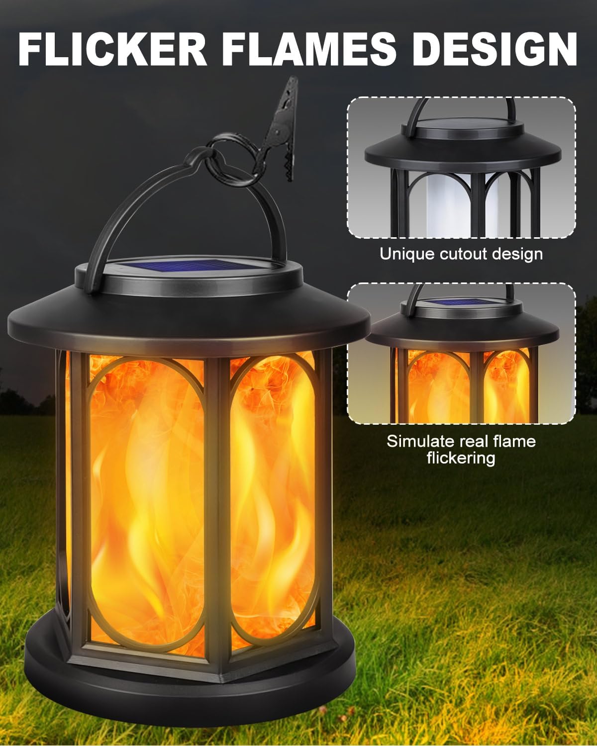Thumbnail 4 de KALAHOL Solar Lanterns Outdoor Garden 2 Pack with Realistic Flickering Flame (IP65, Oval Style)