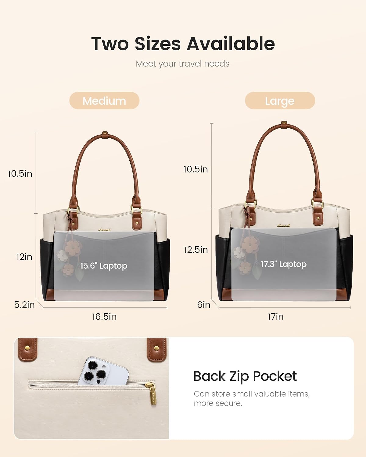 Thumbnail 4 de LOVEVOOK Laptop Tote Bag for Women, 15.6-Inch Compartment, Magnetic Pockets